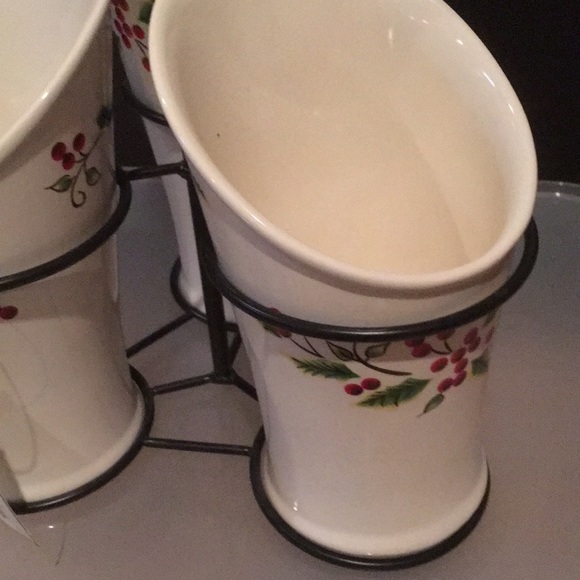 NWT Ceramic Buffet Silverware Caddy with Metal stand. - Picture 6 of 6